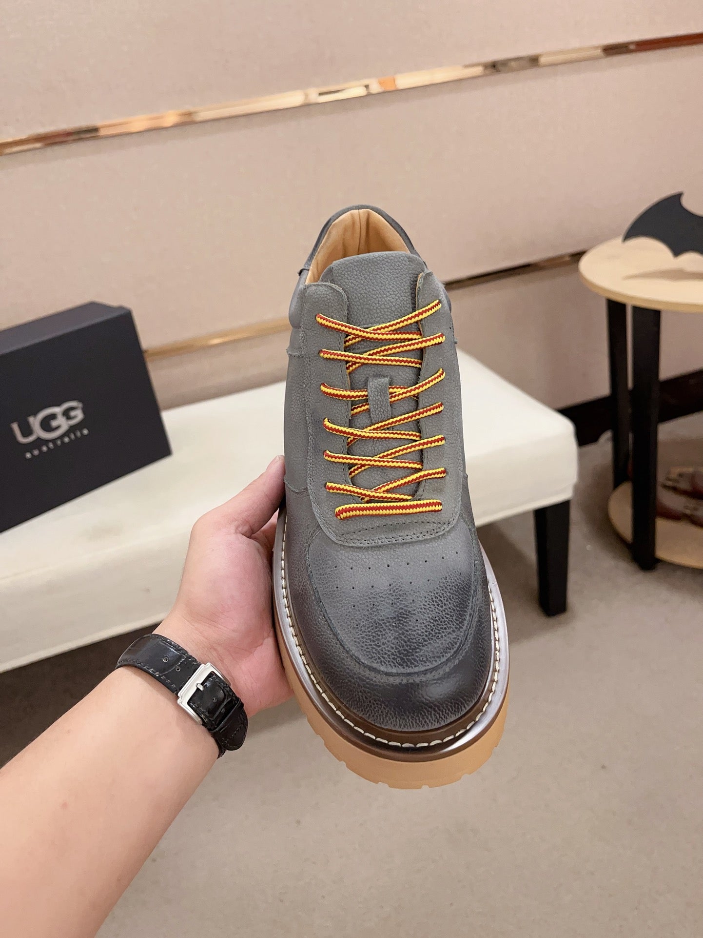 UGG Lowmel Lace-Up Leather Sneaker – Slate Grey
