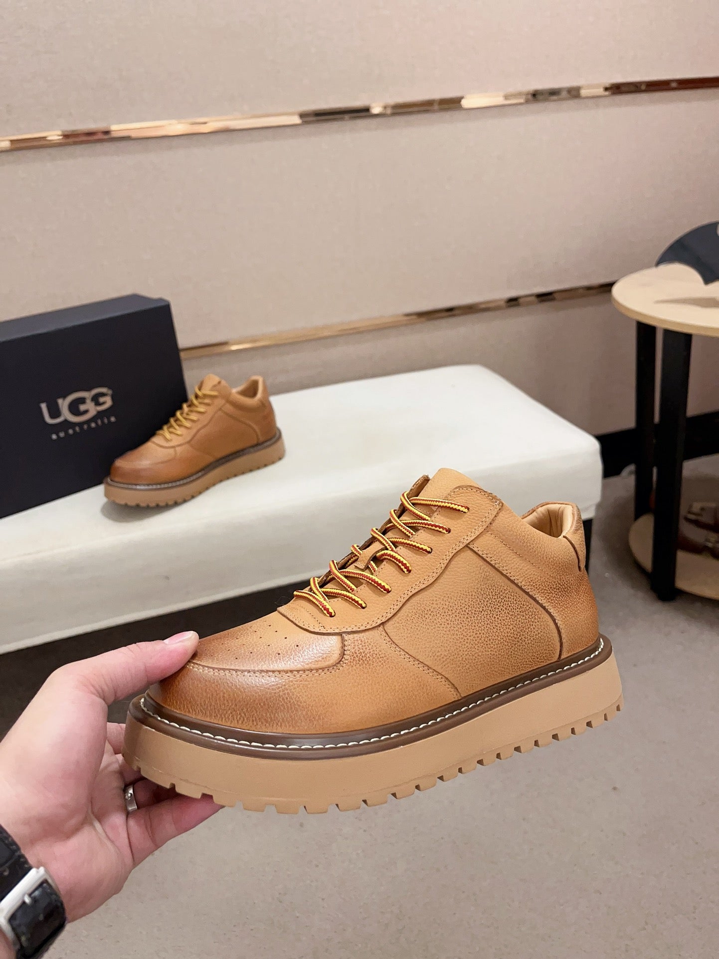 UGG Lowmel Lace-Up Leather Sneaker – Wheat Tan