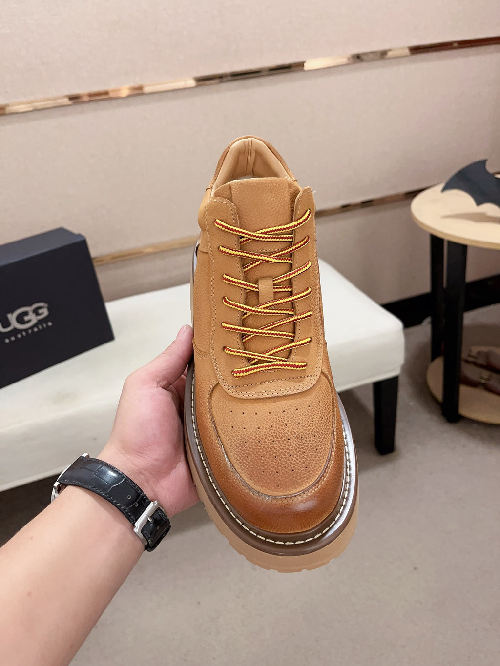 UGG Lowmel Lace-Up Leather Sneaker – Wheat Tan