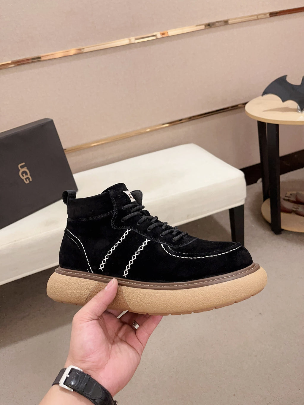UGG Lowmel Lace-Up Suede Sneaker – Jet Black