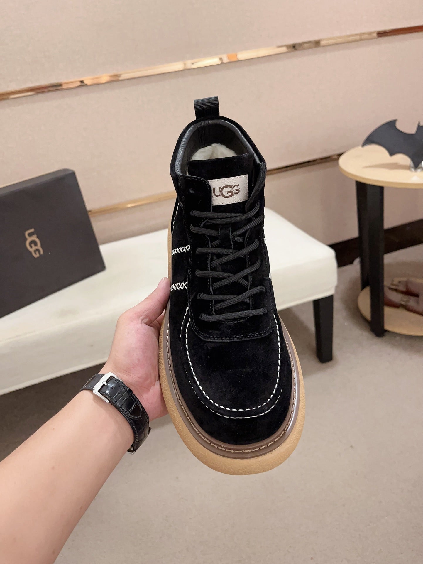UGG Lowmel Lace-Up Suede Sneaker – Jet Black