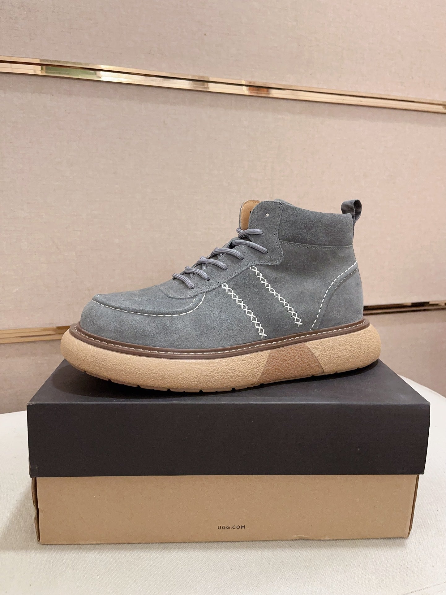 UGG Lowmel Lace-Up Suede Sneaker – Slate Blue