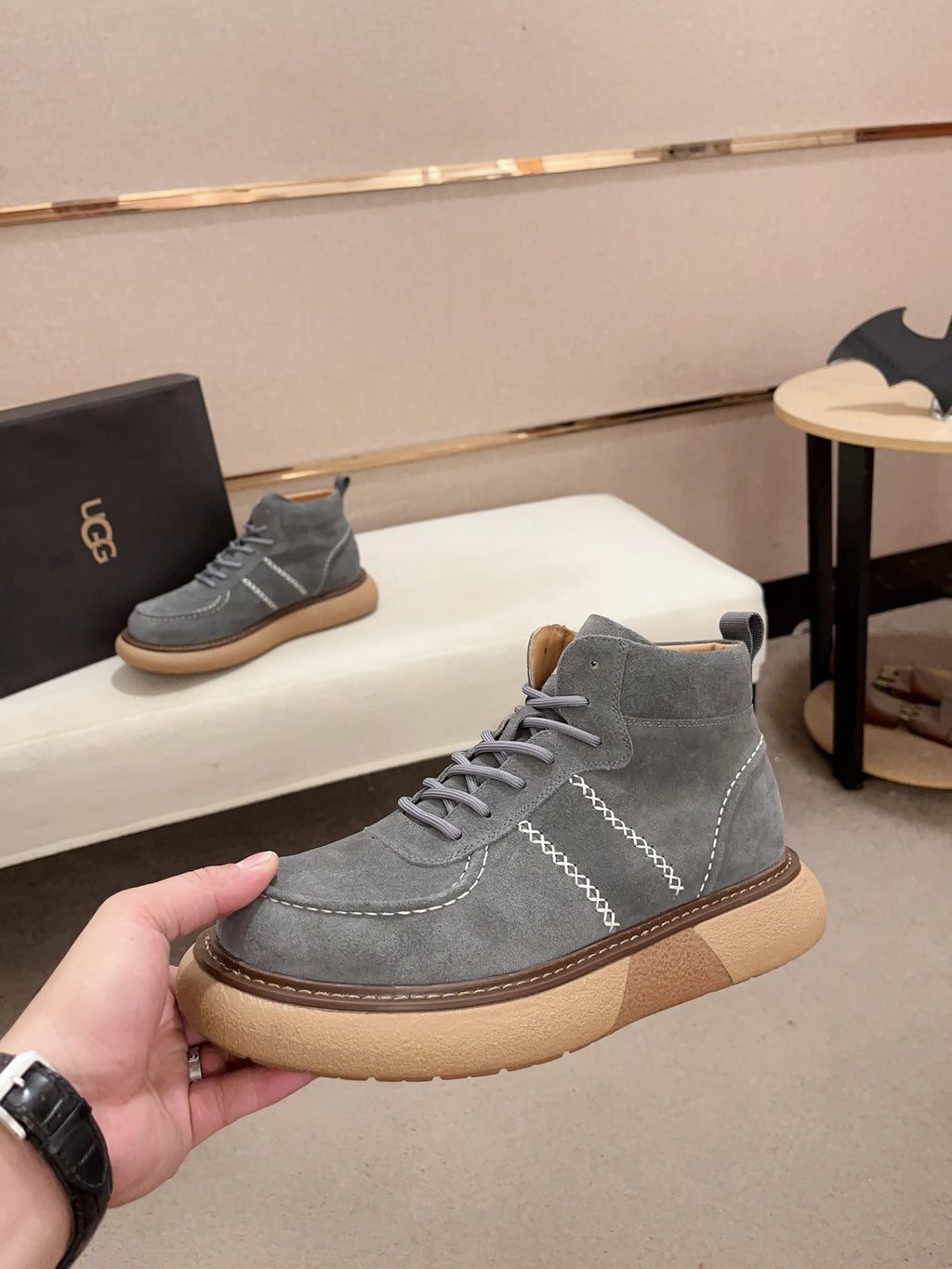 UGG Lowmel Lace-Up Suede Sneaker – Slate Blue