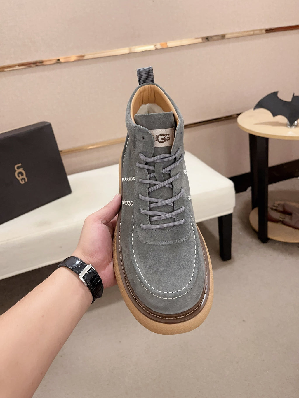 UGG Lowmel Lace-Up Suede Sneaker – Slate Blue