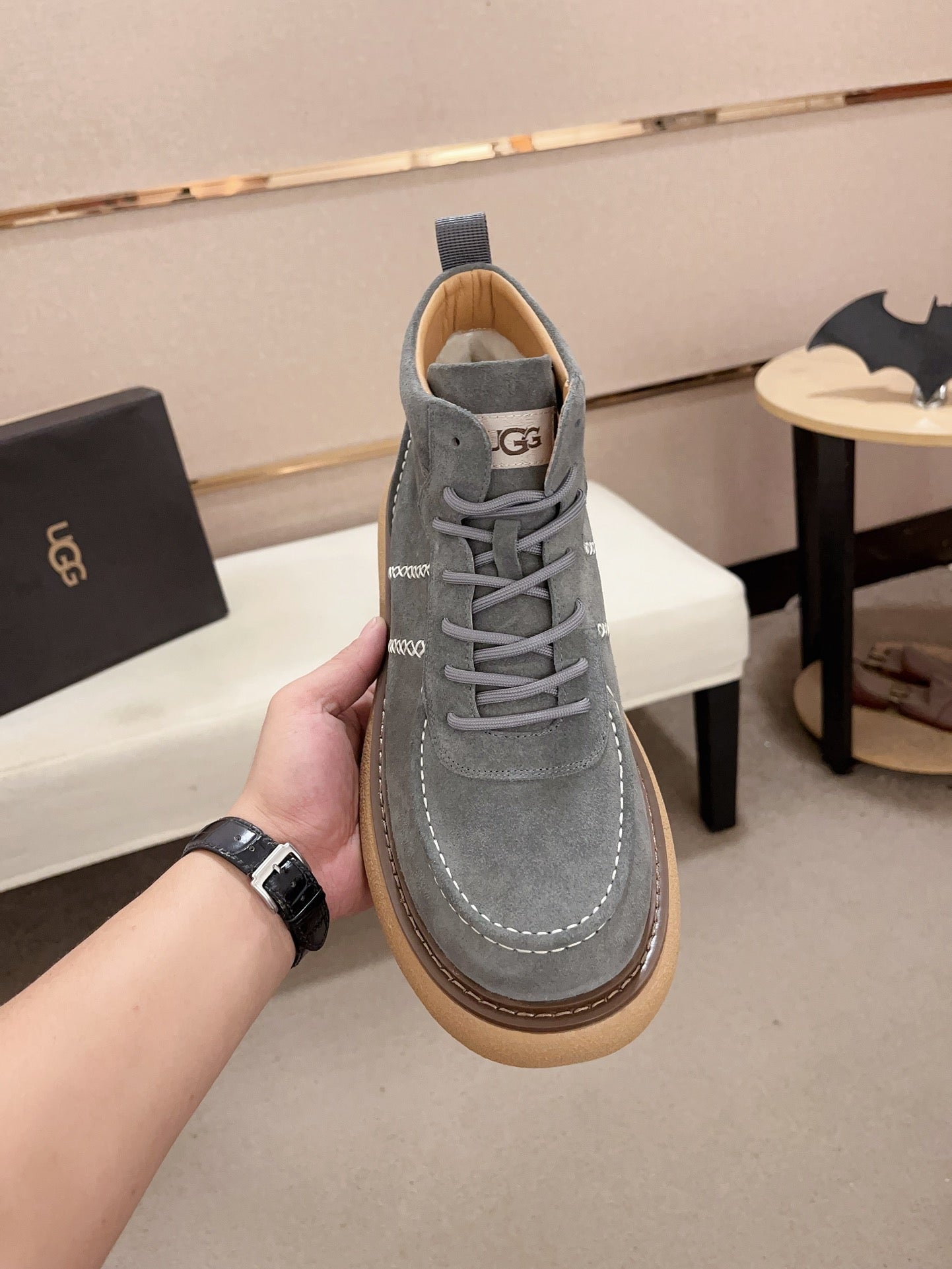 UGG Lowmel Lace-Up Suede Sneaker – Slate Blue