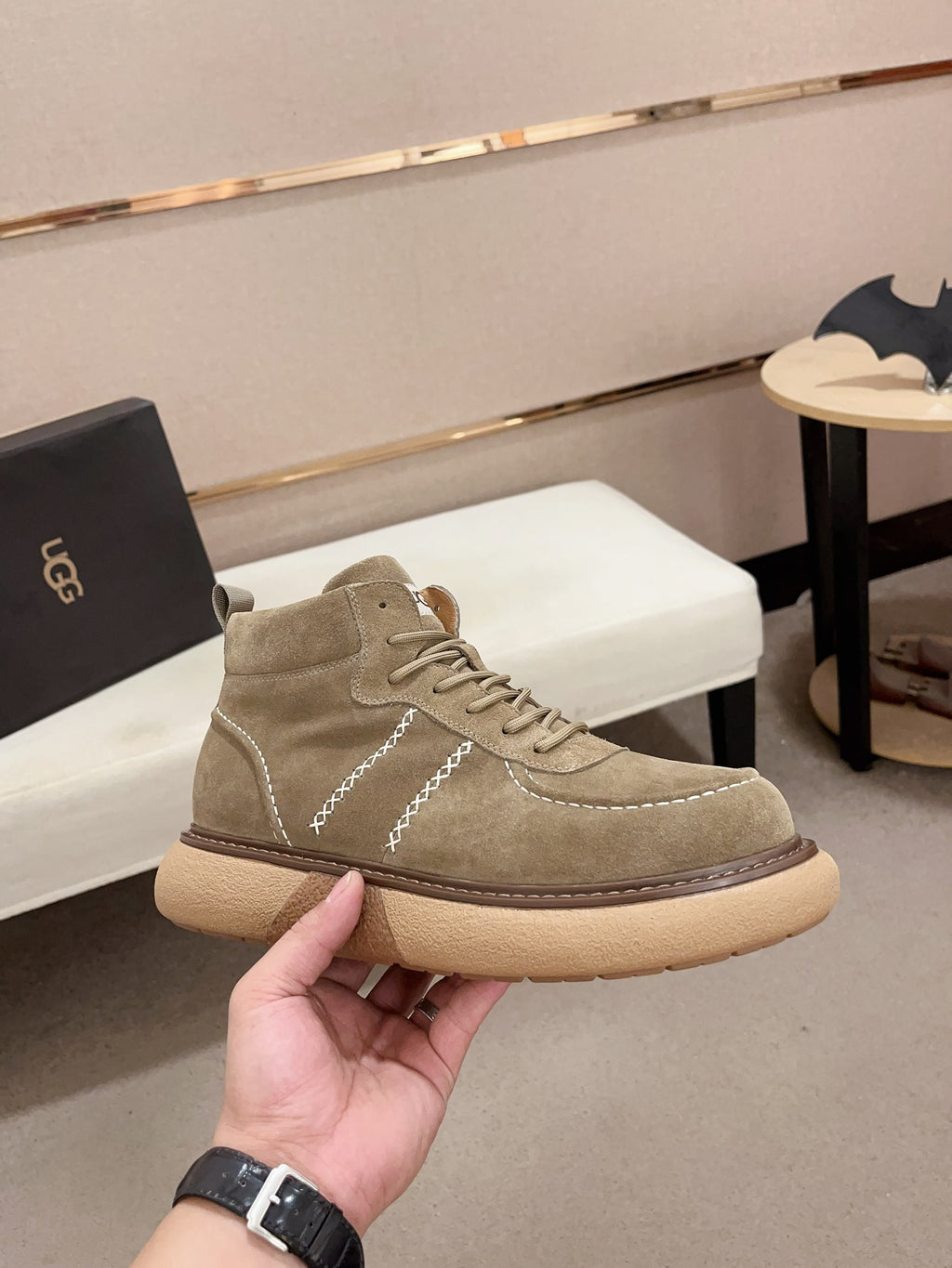 UGG Lowmel Lace-Up Suede Sneaker – Sage Khaki