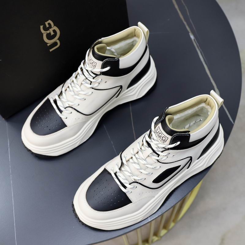 UGG High-Top Leather Sneaker Boot – White / Black