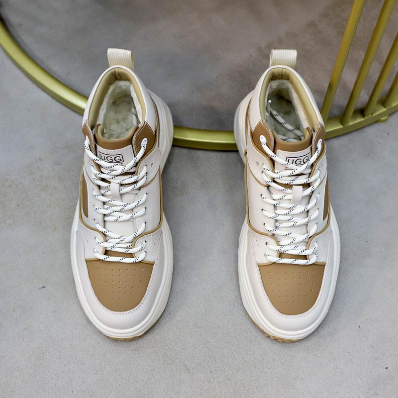 UGG High-Top Leather Sneaker Boot – White / Tan