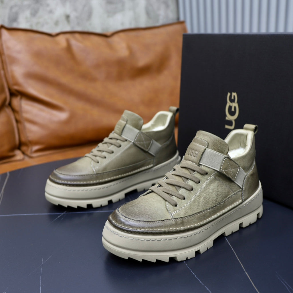 UGG High-Top Leather Sneaker Boot – Olive