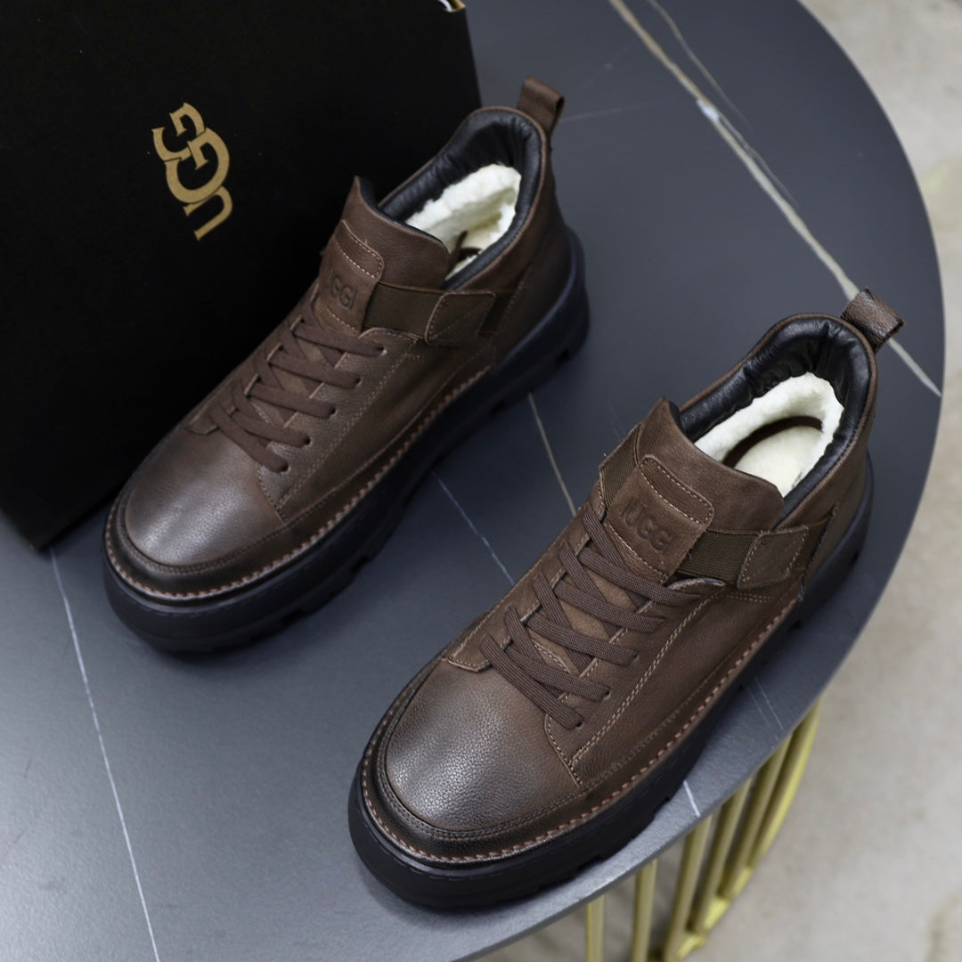 UGG High-Top Leather Sneaker Boot – Chocolate Brown