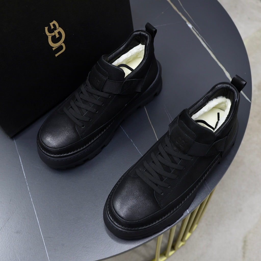 UGG High-Top Leather Sneaker Boot – Triple Black