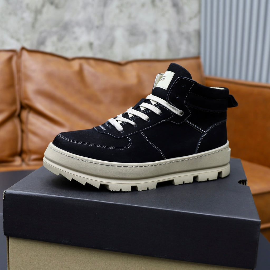 UGG High-Top Suede Sneaker Boot – Black / Off-White