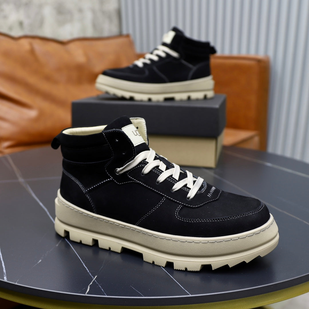 UGG High-Top Suede Sneaker Boot – Black / Off-White